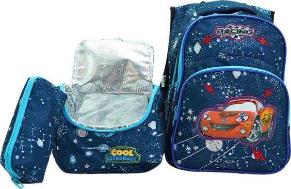 Lugmo 3 Lü Ortaokul Çanta Seti İlkokul Çantası Komple Astarlı Arabalı Galaxy - Image 1