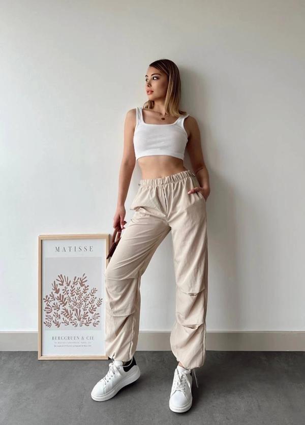 Paraşüt Pantolon Bej - Image 1