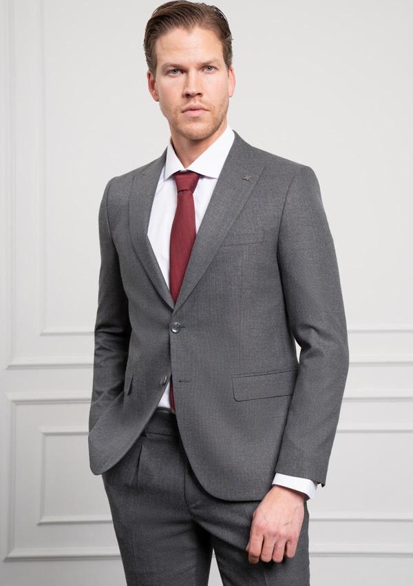 Erkek Gri Basic Düz Dinamik Fit 6 Drop Takım Elbise - Image 1