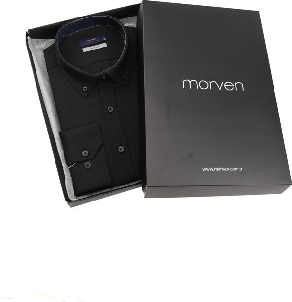 Slim Fit Düğmeli Yaka Oxford Kolay Ütülenebilir Pamuklu HEDİYE KUTULU Uzun Kollu Gömlek - Image 1
