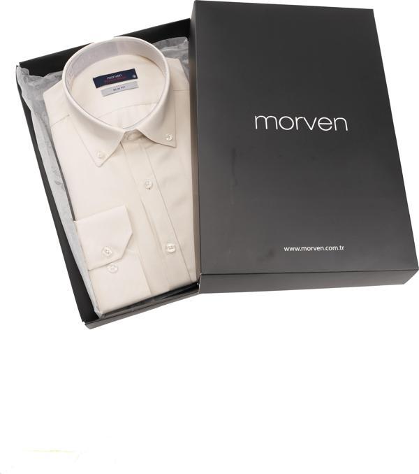 Slim Fit Düğmeli Yaka Oxford Kolay Ütülenebilir Pamuklu HEDİYE KUTULU Uzun Kollu Gömlek - Image 1