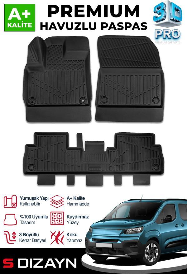 S-Dizayn Fiat Doblo 3D Pro Havuzlu Paspas 2023 Üzeri A+ Kalite - Image 1