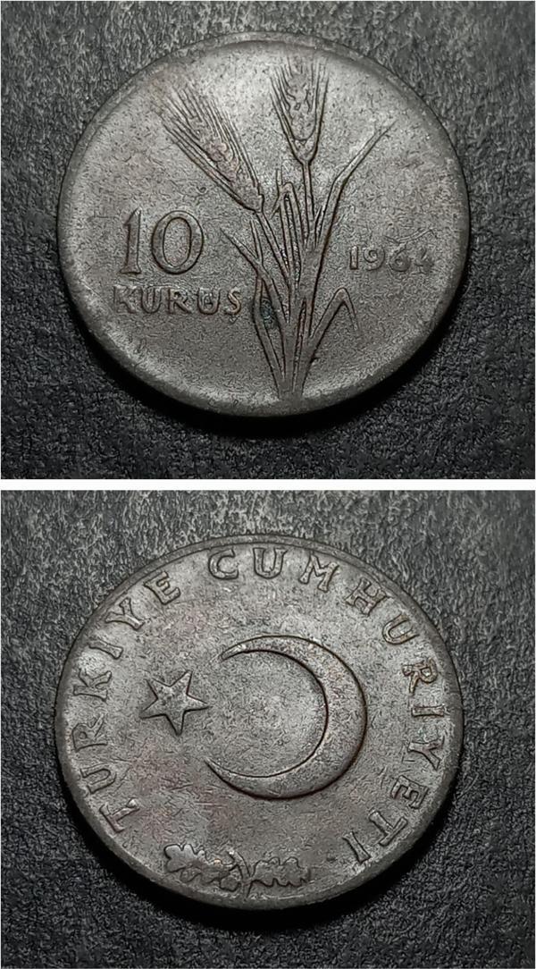 Escoines Koleksiyon 39963687345eb5001c 10 Kuruş 1964  Eski Madeni Para - Image 1