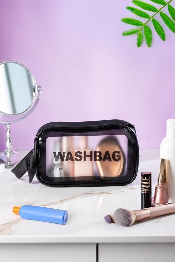 Porsima 3140 Şeffaf Seyahat ve Makyaj Çantası Su Geçirmez Organizer Washbag 21x13cm - Image 1