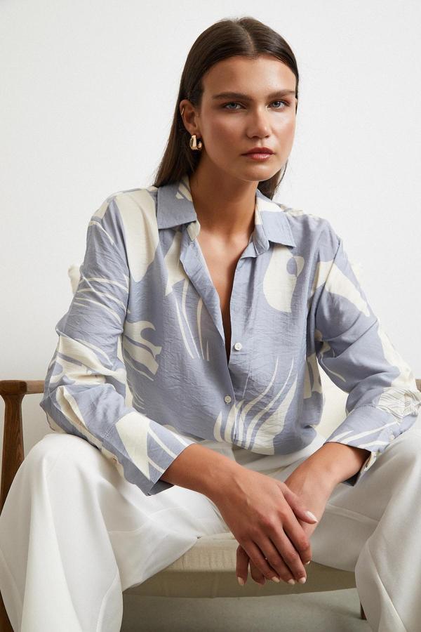 V Yaka Modal  Gömlek Antirasit - Image 1