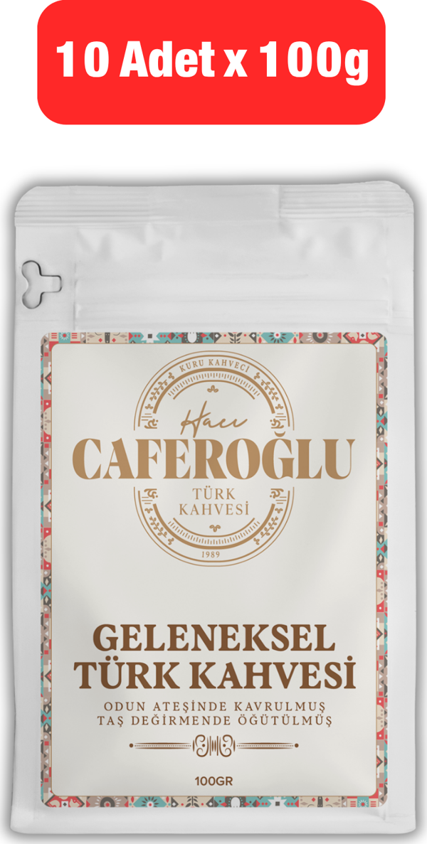 Odun Ateşinde kavrulmuş Taş Değirmende Öğütülmüş Türk Kahvesi (10 Adet 100 Gram Paket / 1 Kg) - Image 1