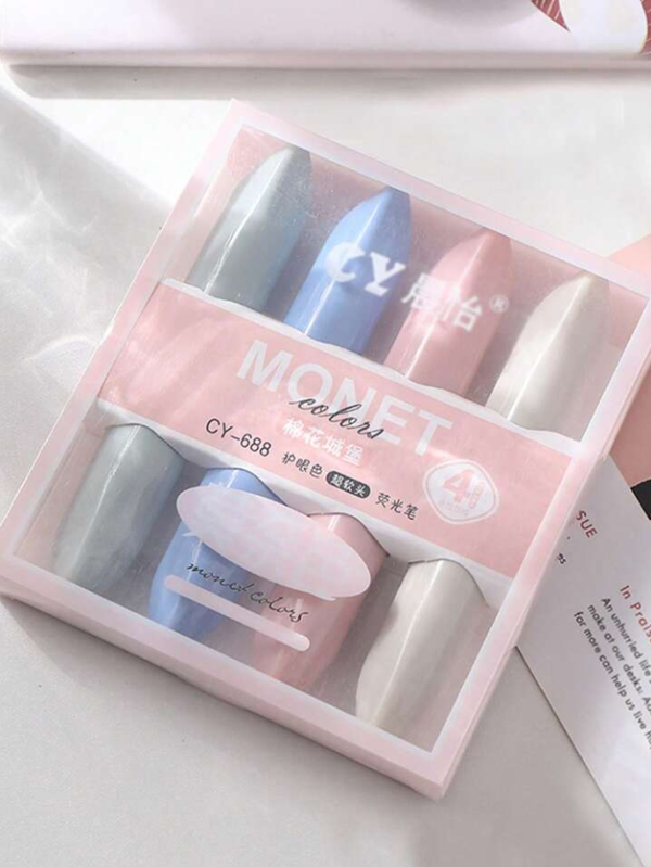 Monet Kawaii 4'lü Pastel Renk Fosforlu Kalem Seti Yumuşak Renkler - Image 1