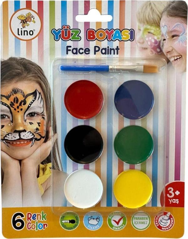 LİNO YÜZ BOYASI 6 RENK TABLET FIRÇALI (YIKANABİLİR) - Image 1