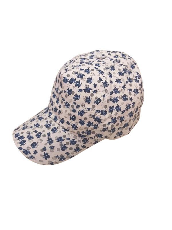  Yaprak Desenli Çocuk Şapkası Ayarlanabilir Çocuk Cap 3-6 Yaş Lacivert Beyaz - Image 1
