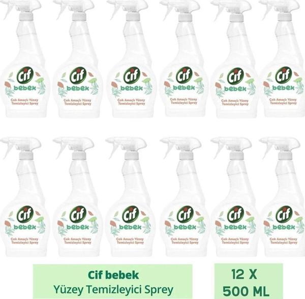 Cif Bebek Çok Amaçlı Yüzey Temizleyici Sprey 12X 500 Ml - Image 1