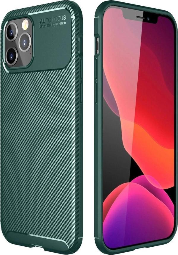 iPhone 11 Pro Max Kılıf Auto Focus Karbon Kapak - Yeşil - Image 1