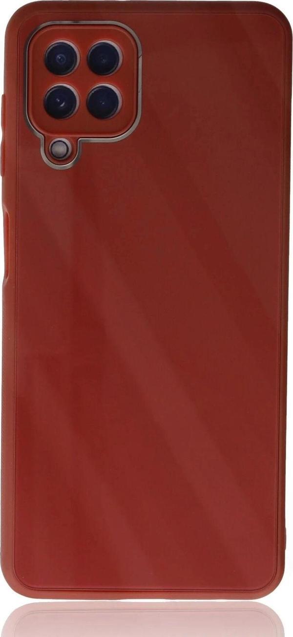 Samsung Galaxy A22 Kılıf Glass Kapak - Bordo - Image 1