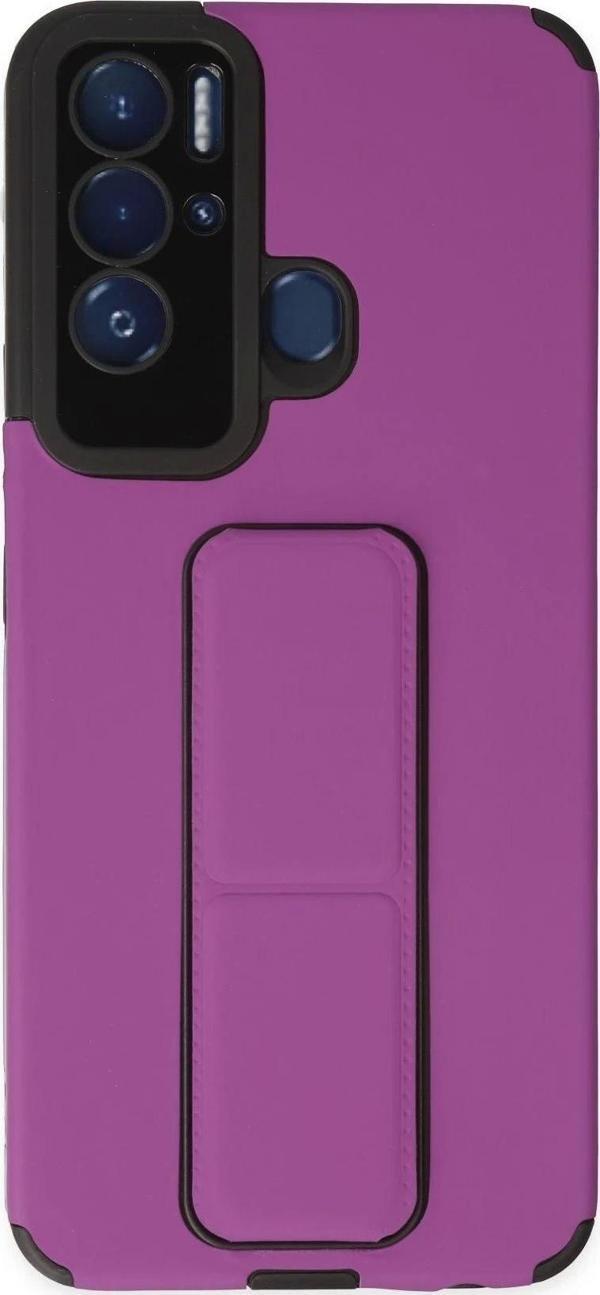 Tecno Pova Neo Kılıf Mega Standlı Silikon - Mor - Image 1
