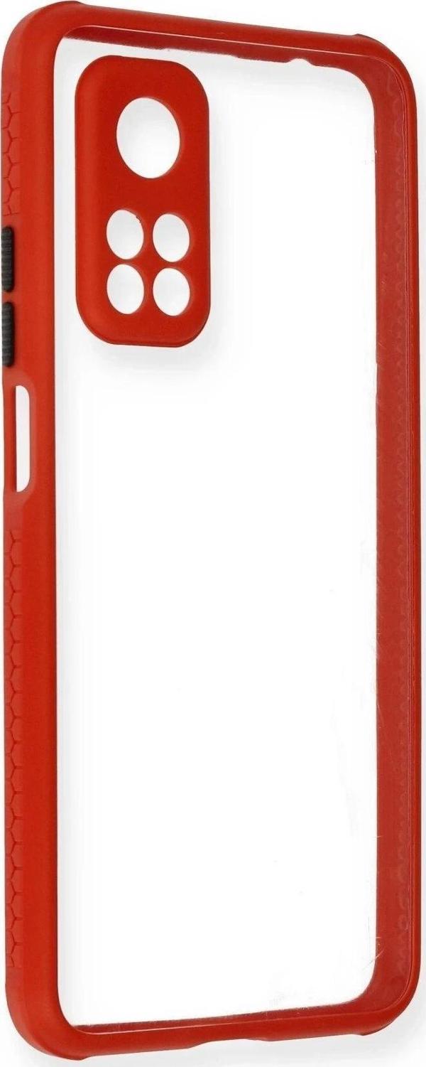 Xiaomi Mi 10T Pro Kılıf Miami Şeffaf Silikon - Kırmızı - Image 1