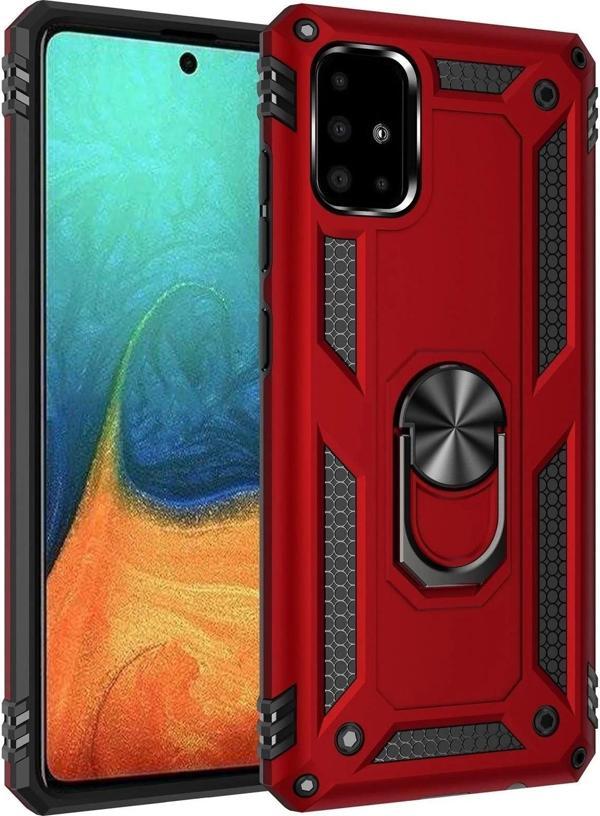 Samsung Galaxy A71 Kılıf Sofya Yüzüklü Silikon Kapak - Kırmızı - Image 1