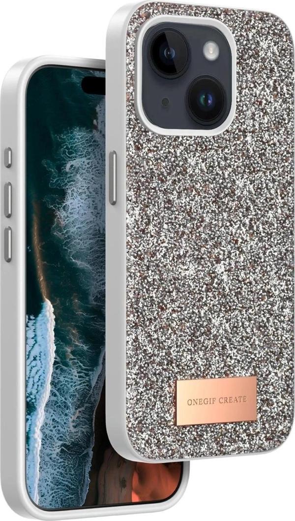 Onegif iPhone 14 Bright Simli Kapak - Gold - Image 1