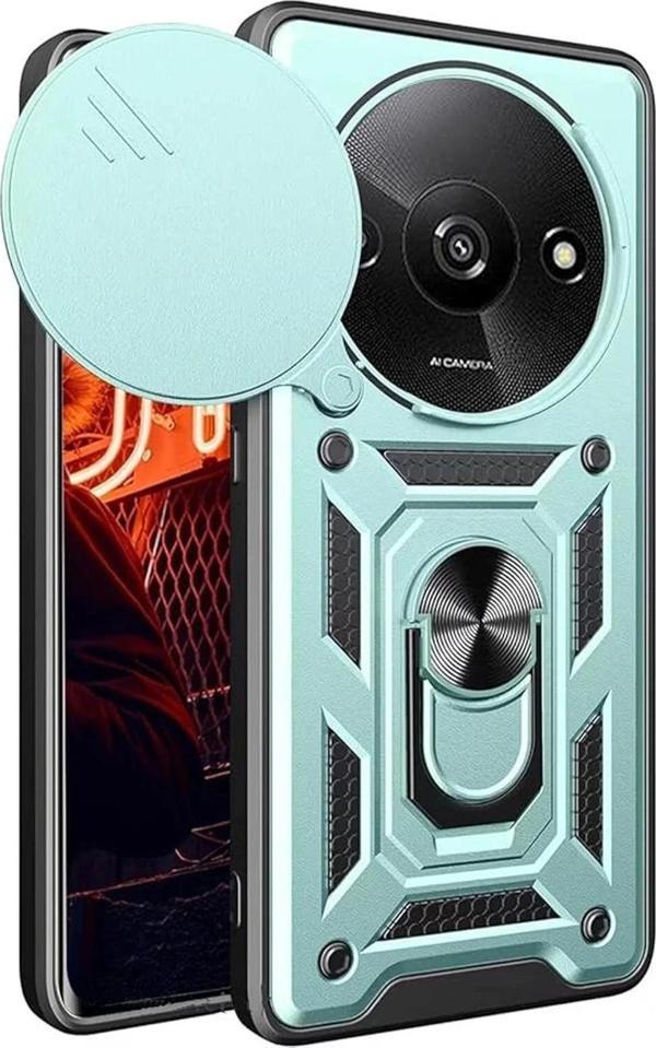 Xiaomi Redmi A3 4G Kılıf Pars Lens Yüzüklü Silikon - Yeşil - Image 1