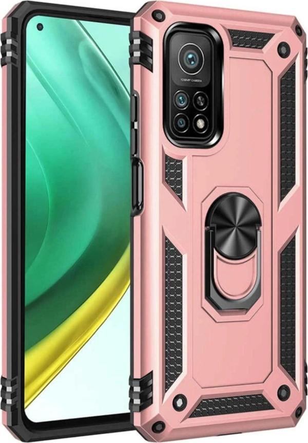 Xiaomi Mi 10T Pro Kılıf Sofya Yüzüklü Silikon Kapak - Rose - Image 1