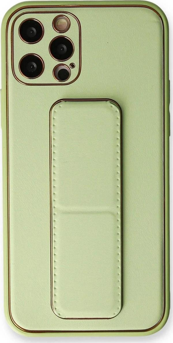 iPhone 12 Pro Max Kılıf Coco Deri Standlı Kapak - Su Yeşili - Image 1