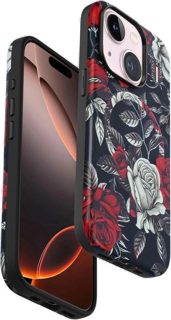 Onegif iPhone 15 Plus Flower Series Magsafe Kapak - Siyah - Image 1