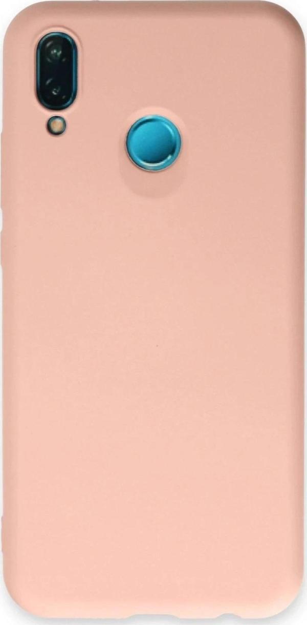 Huawei P20 Lite Kılıf Nano içi Kadife Silikon - Pudra - Image 1