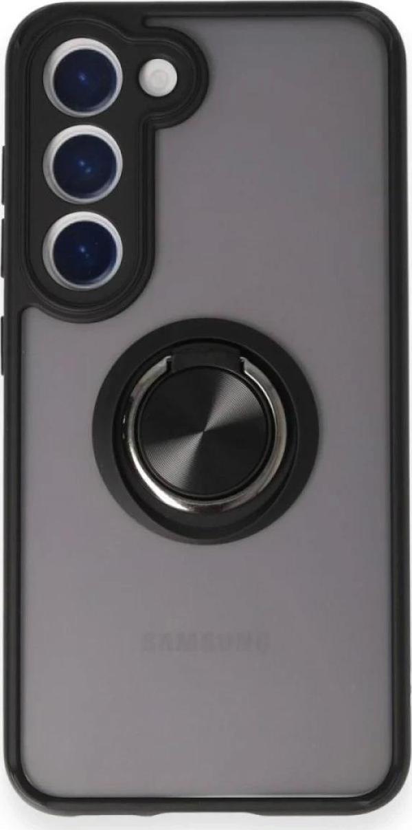 Samsung Galaxy M15 Kılıf Montreal Yüzüklü Silikon Kapak - Siyah - Image 1