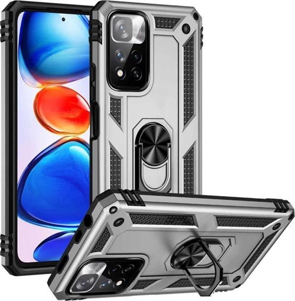 Xiaomi Redmi Note 11 Pro Plus 5G Kılıf Sofya Yüzüklü Silikon Kapak - Gümüş - Image 1