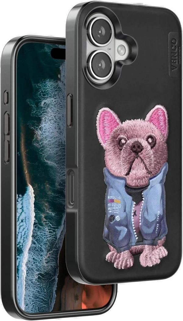 Venco iPhone 16 Cute Desenli Kapak - Siyah - Image 1