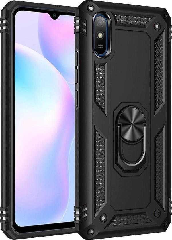 Xiaomi Redmi 9A Kılıf Sofya Yüzüklü Silikon Kapak - Siyah - Image 1