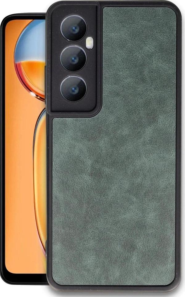 Realme C65 Kılıf Aras Deri Kapak - Koyu Yeşil - Image 1
