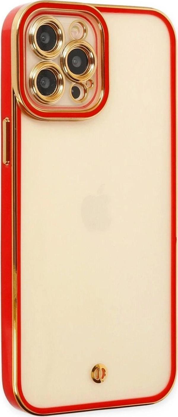 iPhone 12 Pro Kılıf Liva Lens Silikon - Kırmızı - Image 1