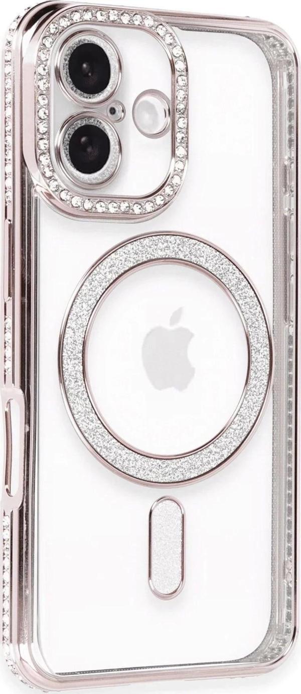 iPhone 16 Kılıf Joke Simli Magneticsafe Kılıf - Pembe - Image 1