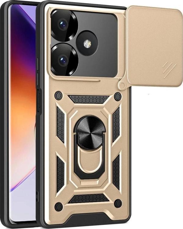Xiaomi Redmi 13 4G Kılıf Pars Lens Yüzüklü Silikon - Gold - Image 1