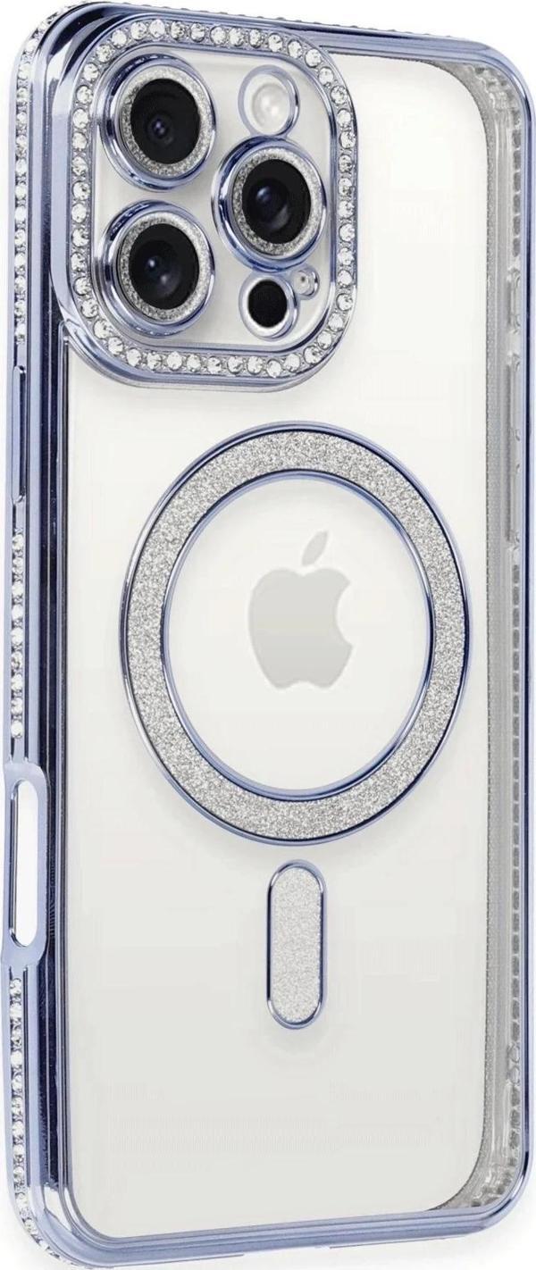 iPhone 16 Pro Kılıf Joke Simli Magneticsafe Kılıf - Mavi - Image 1
