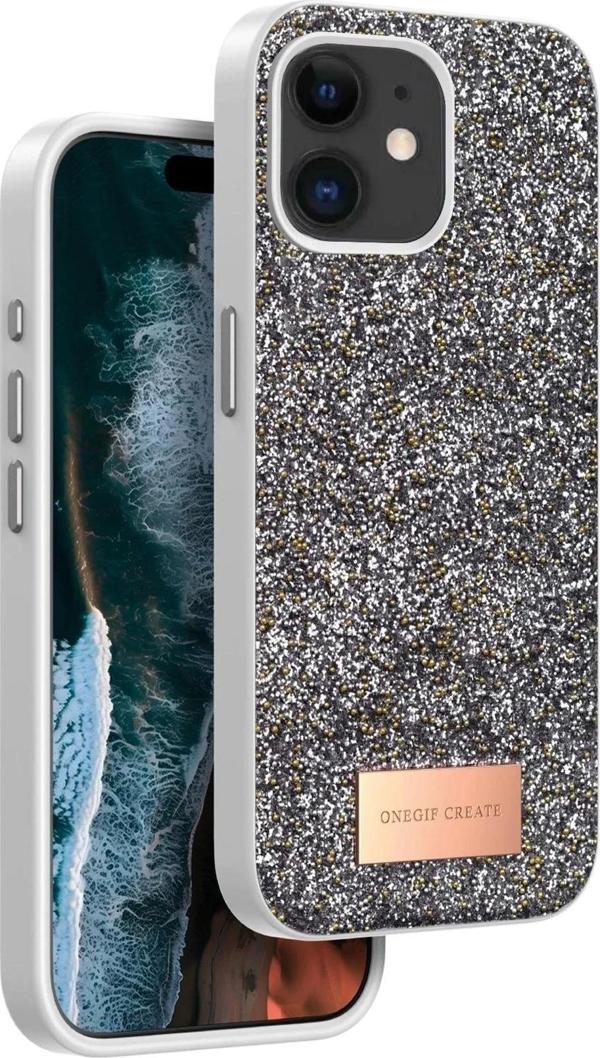 Onegif iPhone 11 Bright Simli Kapak - Gümüş - Image 1