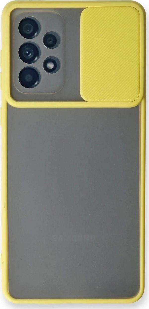 Samsung Galaxy A73 5G Kılıf Palm Buzlu Kamera Sürgülü Silikon - Sarı - Image 1