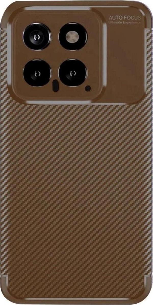 Xiaomi Mi 14T Kılıf Auto Focus Karbon Kapak - Kahverengi - Image 1