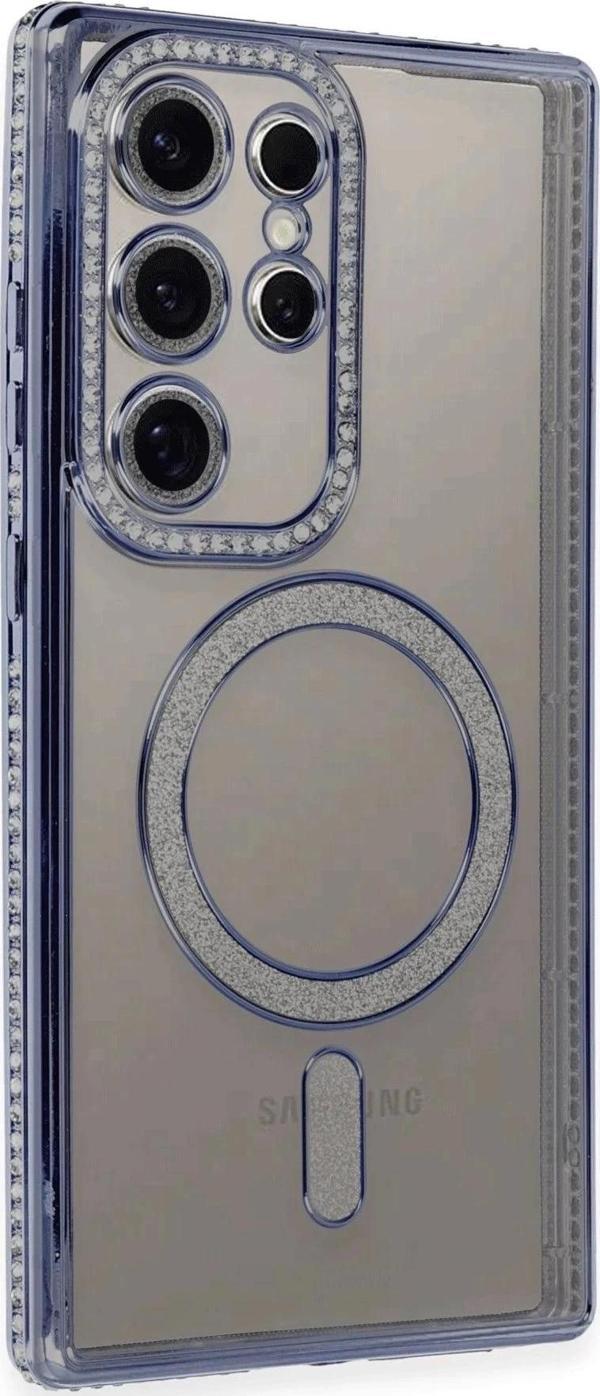 Samsung Galaxy S24 Ultra Kılıf Joke Simli Magneticsafe Kılıf - Mavi - Image 1