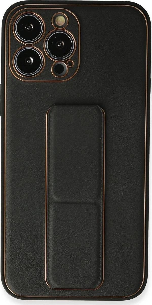 iPhone 13 Pro Kılıf Coco Deri Standlı Kapak - Siyah - Image 1