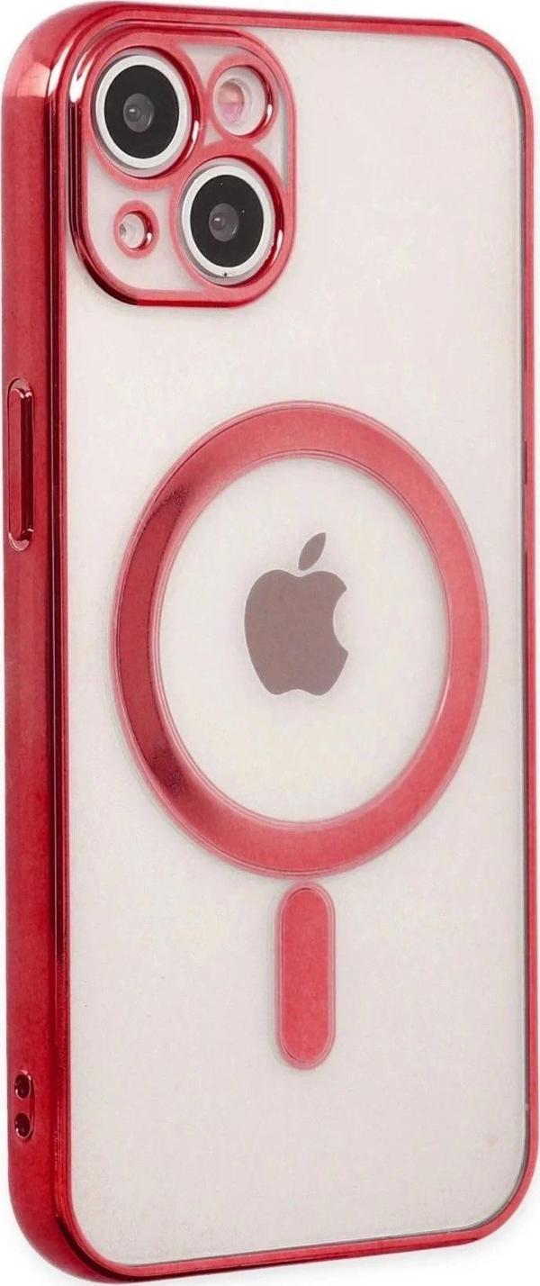 iPhone 14 Plus Kılıf Magneticsafe Lazer Silikon - Kırmızı - Image 1