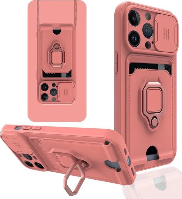 iPhone 13 Pro Max Kılıf Zuma Kartvizitli Yüzüklü Silikon - Pembe - Image 1