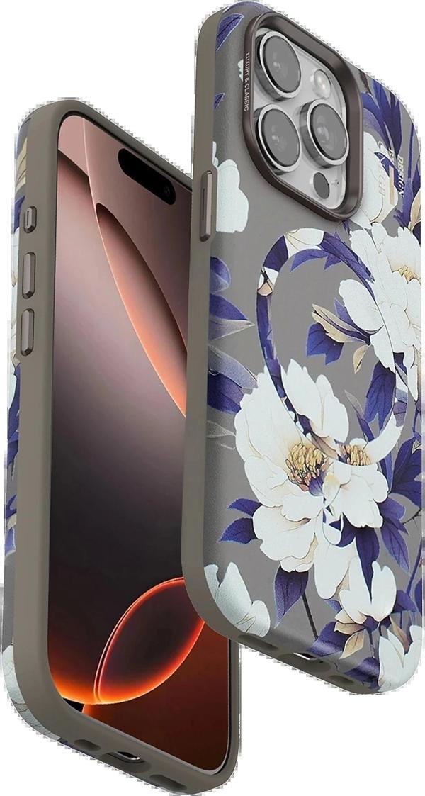 Onegif iPhone 15 Pro Flower Series Magsafe Kapak - Gri - Image 1