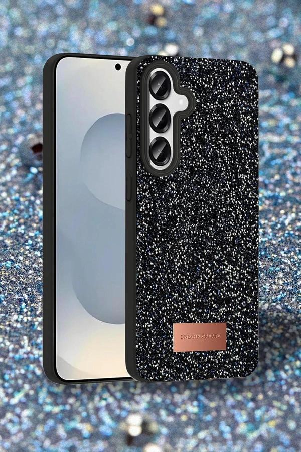 Onegif Samsung Galaxy S25 Plus Bright Simli Kapak - Siyah - Image 1