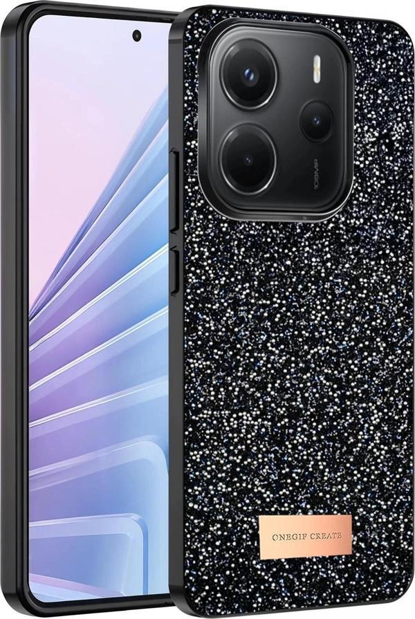 Onegif Xiaomi Redmi Note 14 4G Bright Simli Kapak - Siyah - Image 1