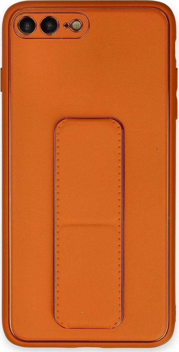 iPhone 7 Plus Kılıf Coco Deri Standlı Kapak - Turuncu - Image 1