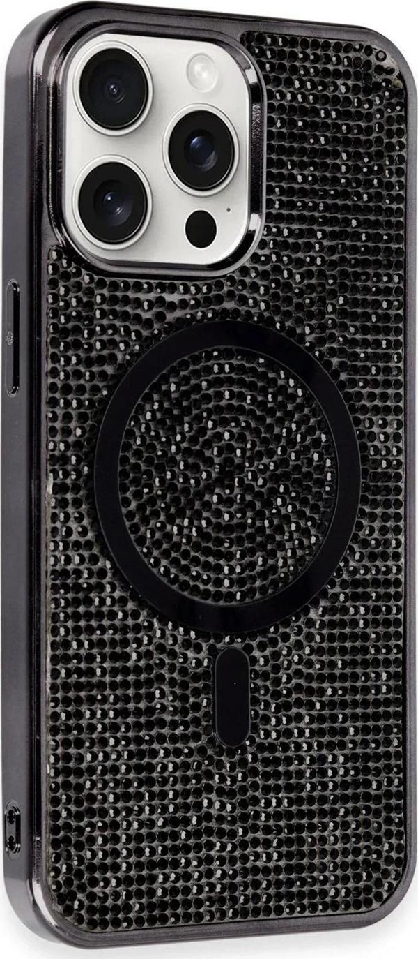 iPhone 15 Pro Max Kılıf Diamond Magsafe Kapak - Siyah - Image 1