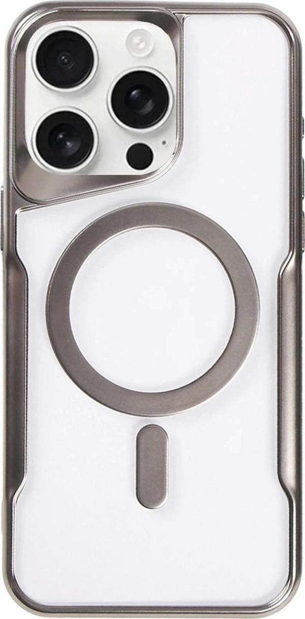 iPhone 16 Pro Kılıf Boyi Magsafe Silikon Kapak - Titan Gri - Image 1