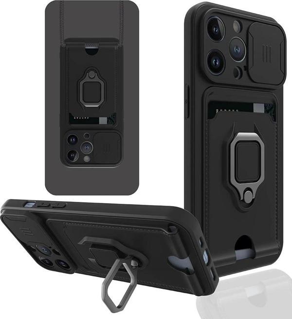 iPhone 13 Pro Kılıf Zuma Kartvizitli Yüzüklü Silikon - Siyah - Image 1