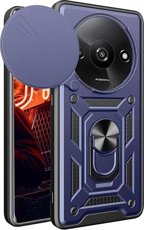 Xiaomi Redmi A3 4G Kılıf Pars Lens Yüzüklü Silikon - Lacivert - Image 1