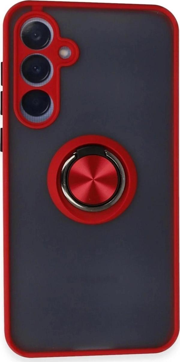 Samsung Galaxy A25 5G Kılıf Montreal Yüzüklü Silikon Kapak - Kırmızı - Image 1